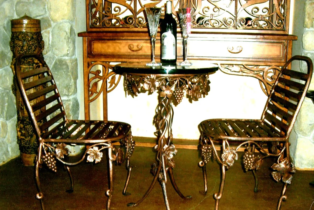 Custom iron table and chairs