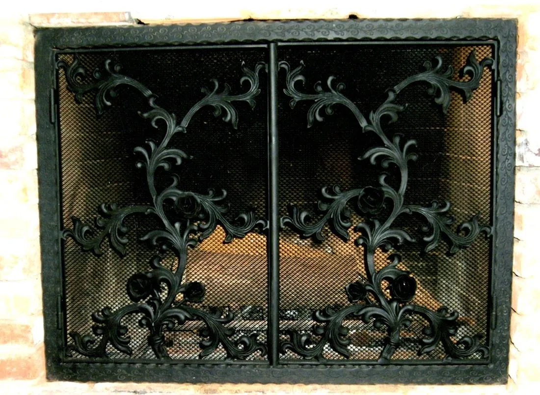 Decorative fireplace screen doors