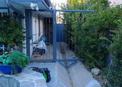 Blue-gray double side gates during installation